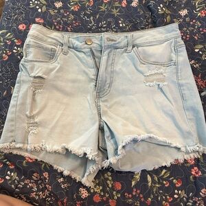No Boundaries Light Blue Frayed Jean Shorts